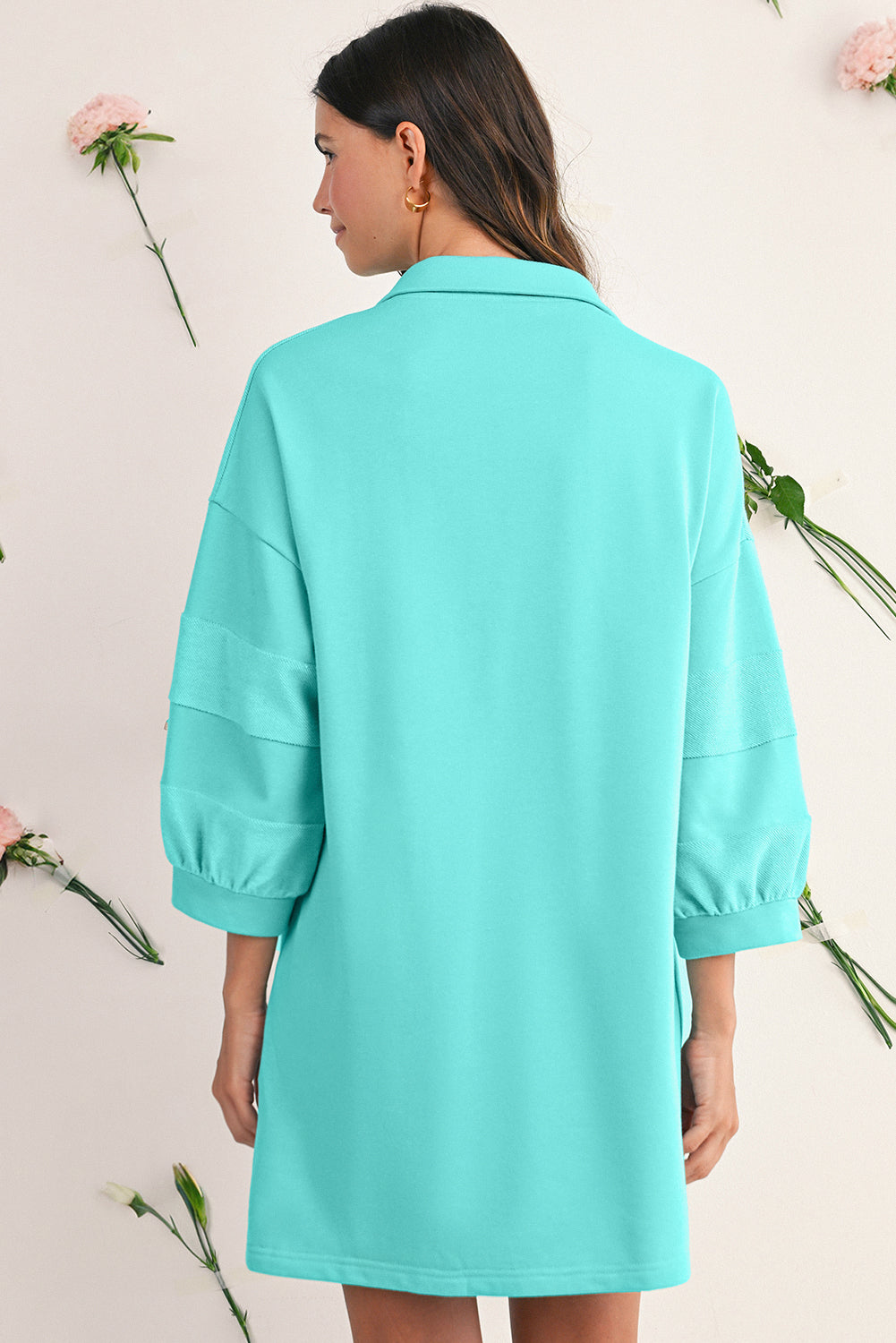 Moonlight Jade Bow Front Patchwork Bracelet Sleeve Mini Dress