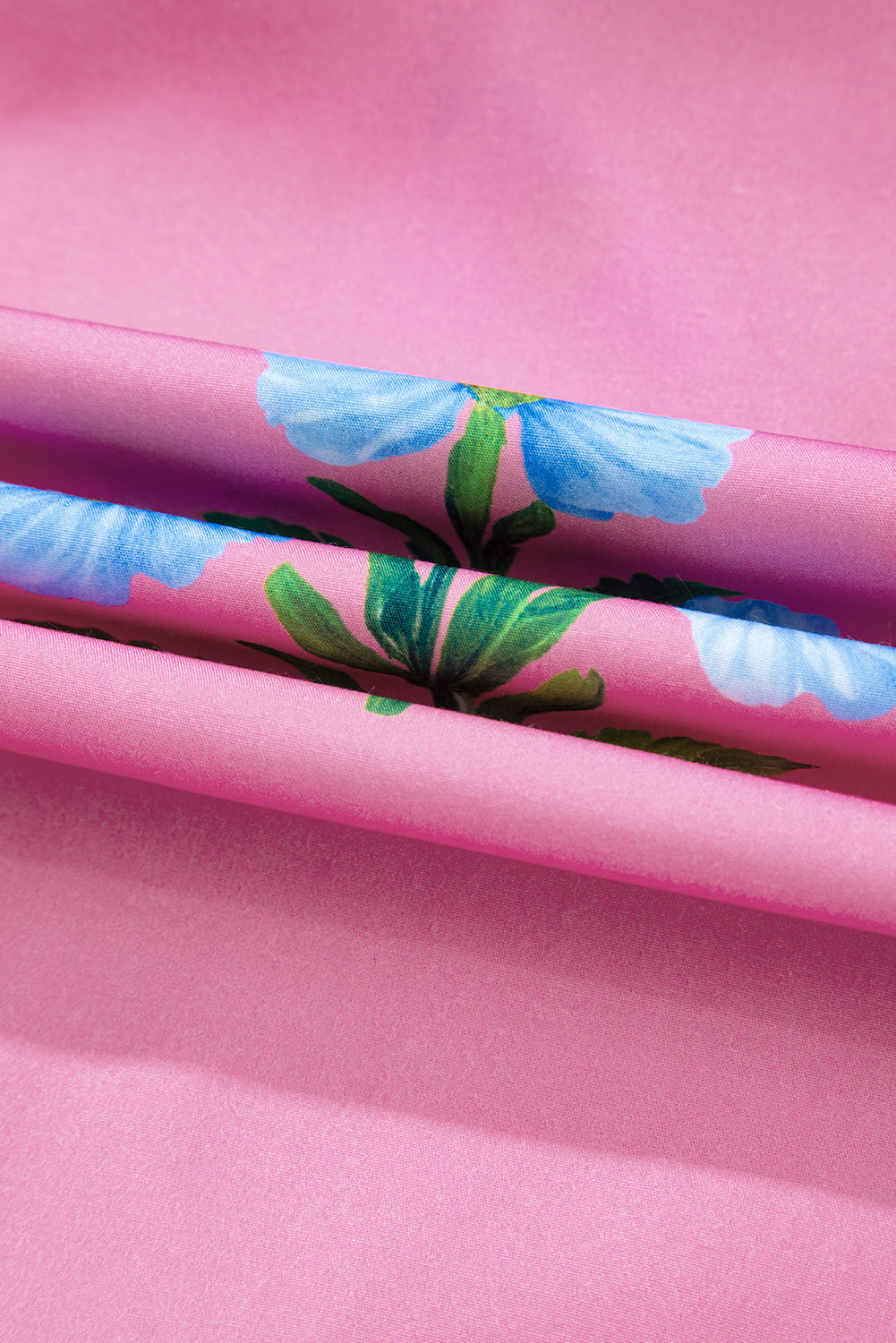 Rose Striped Trim Short Sleeve Split Neck Floral Mini Dress