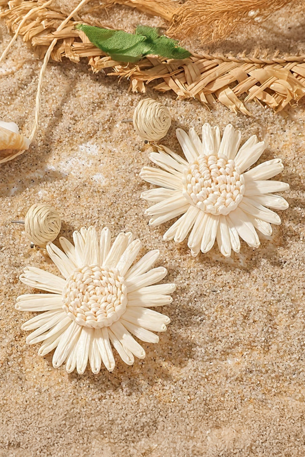 White Boho Flower Drop Earrings