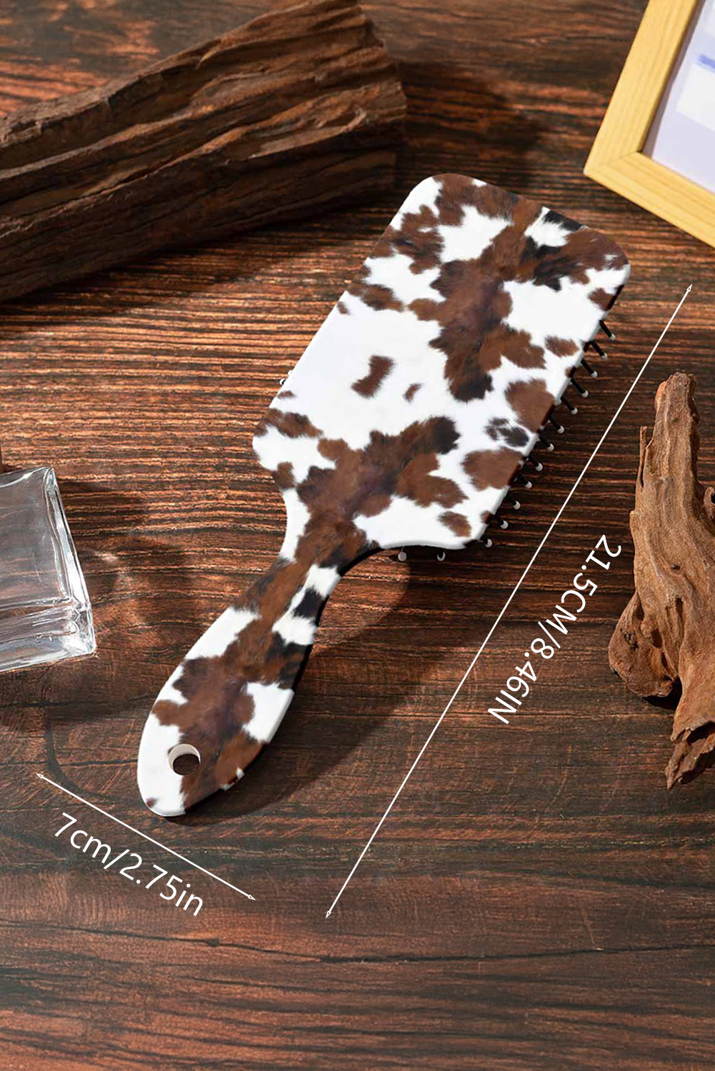 Chestnut Cow Print Hair Brush Comb