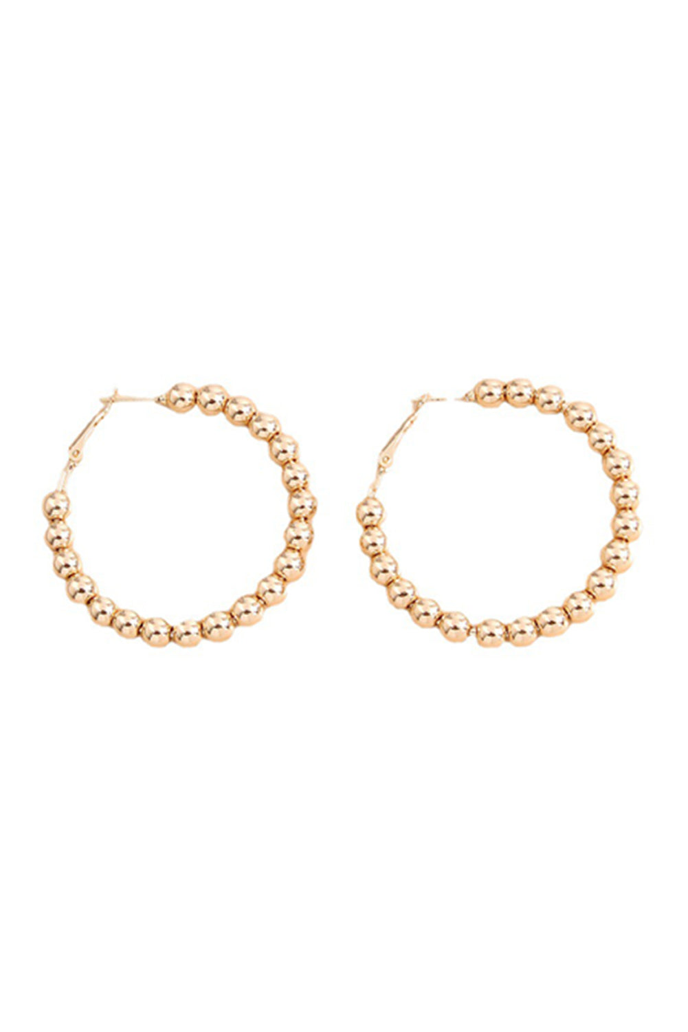Gold Plated Beaded Minimalist Alloy Hoop Earrings