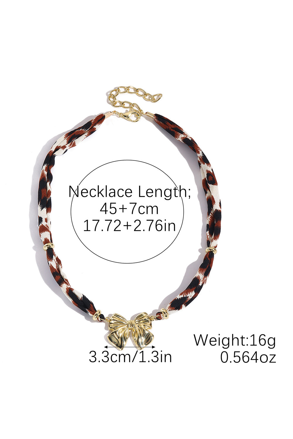 Gold Bowknot Pendant Leopard Scarf Necklace