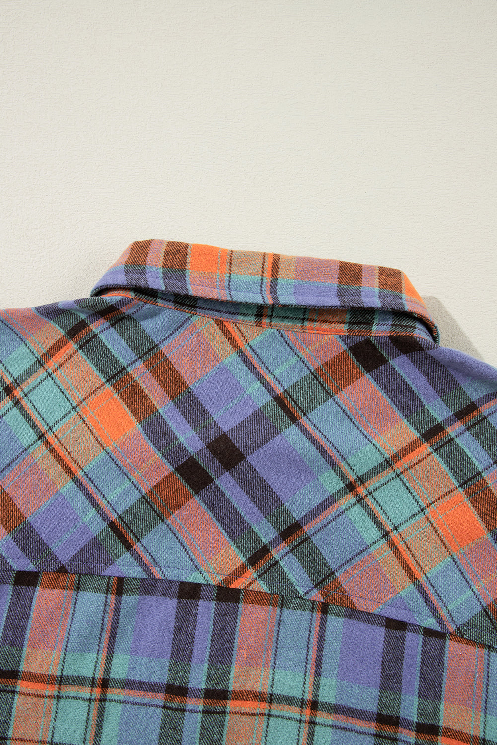 Orange Plaid Print Pocket Loose Shirt Shacket