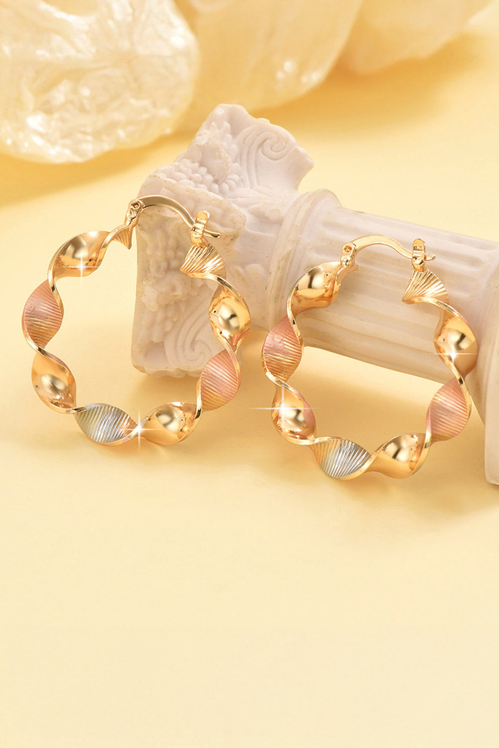 Gold Twisted Round Hoop Earrings