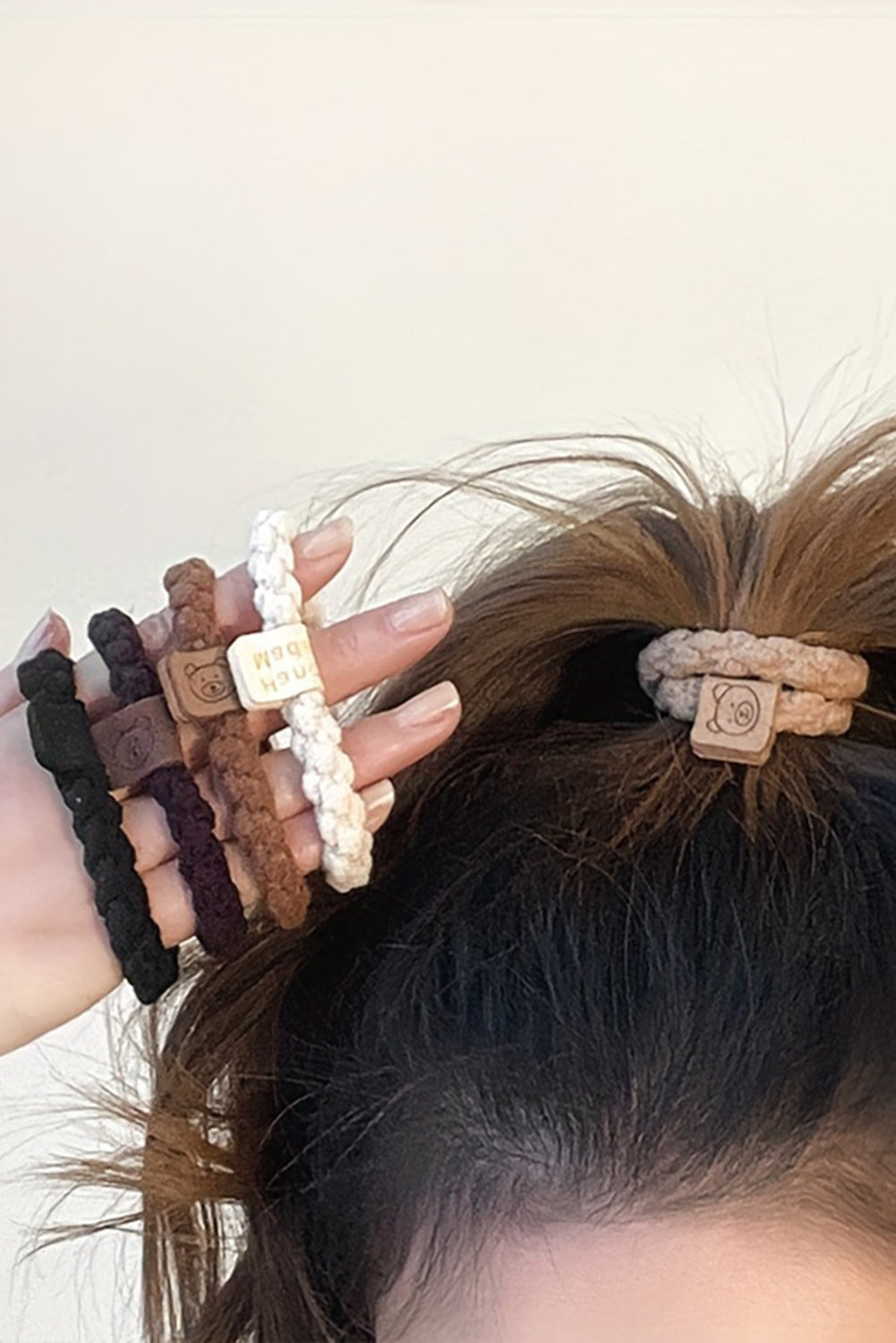Chestnut 5Pcs Smile Face Decor Braided Hair Tie