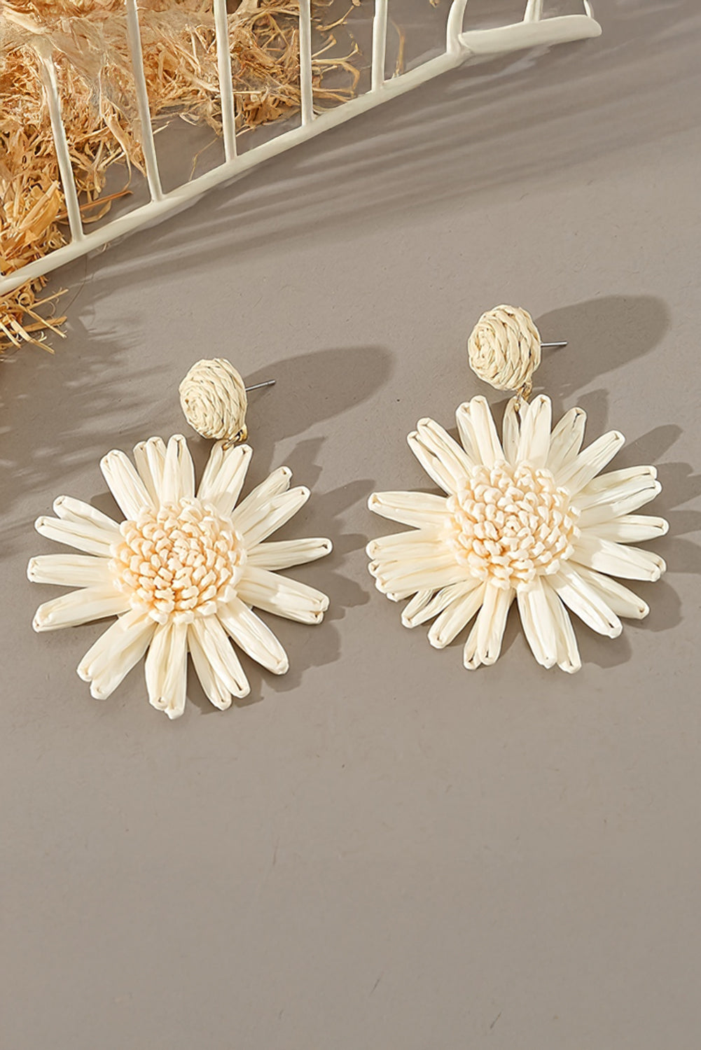 White Boho Flower Drop Earrings