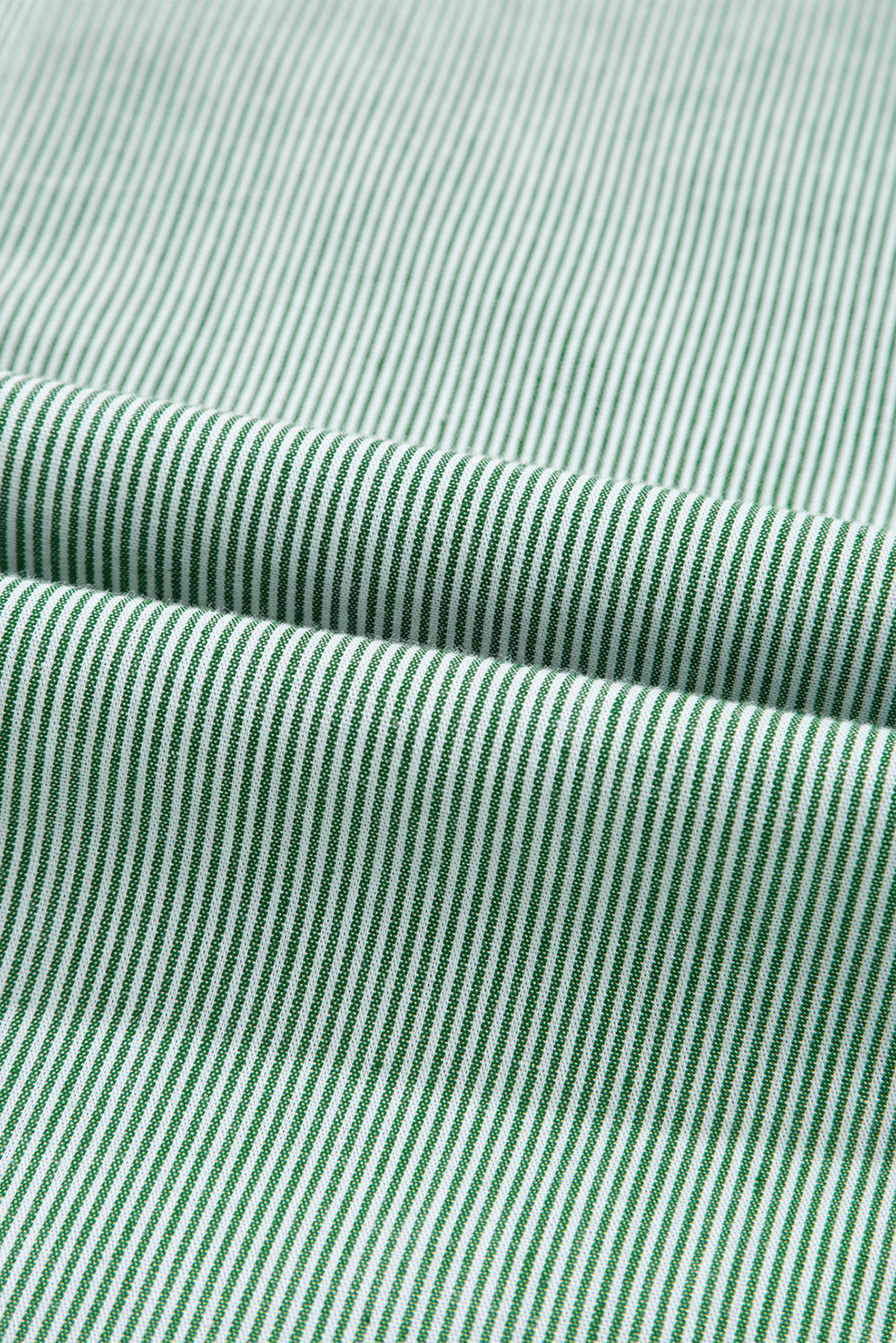 Green Stripe Frill Trim Pocket Button Up Mini Dress