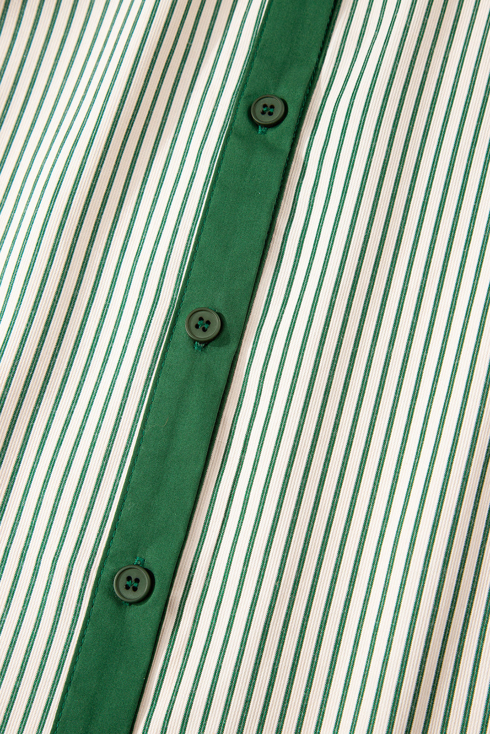 Rose Stripe Color Block Patchwork Shirt Collar Button Down Puff Sleeve Mini Dress