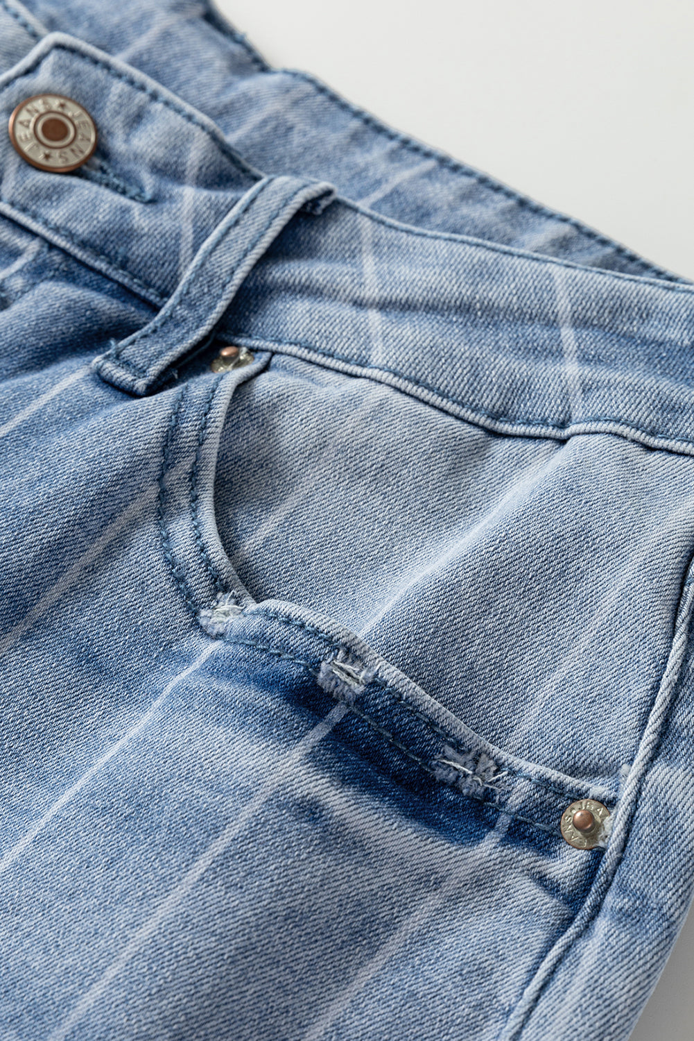 Beau Blue Multi Buttons Wide Leg Jeans