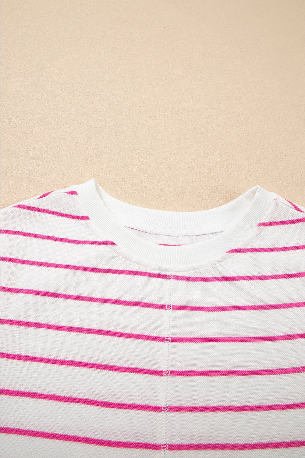 Rose Stripe Casual  Tee and Wide Leg Pants Set