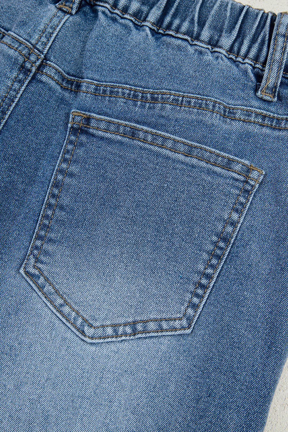 Stone Blue Star Patchwork Light Wash Wide Leg High Waist Jeans