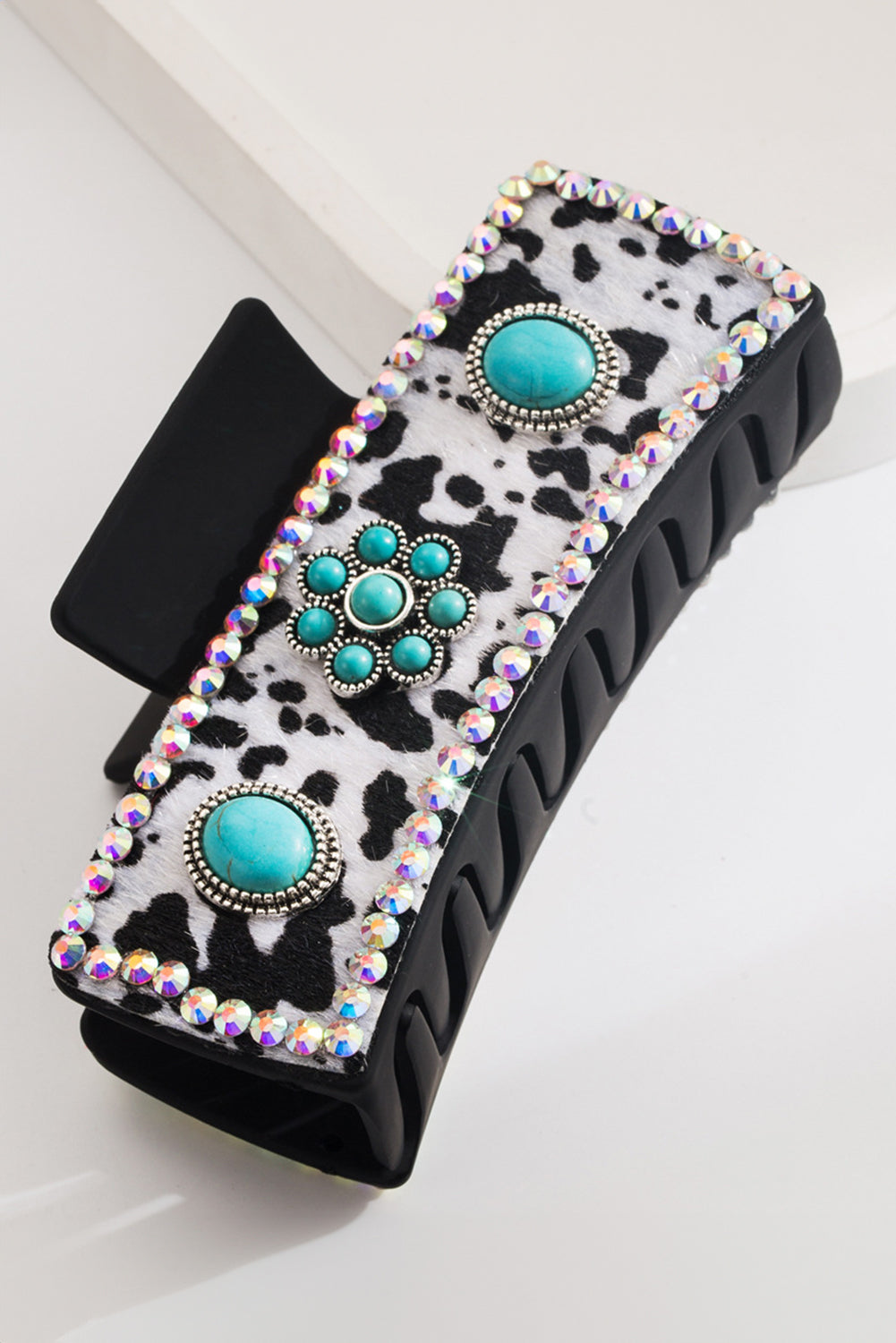 Black Retro Turquoise Animal Spots Hair Claw Clip