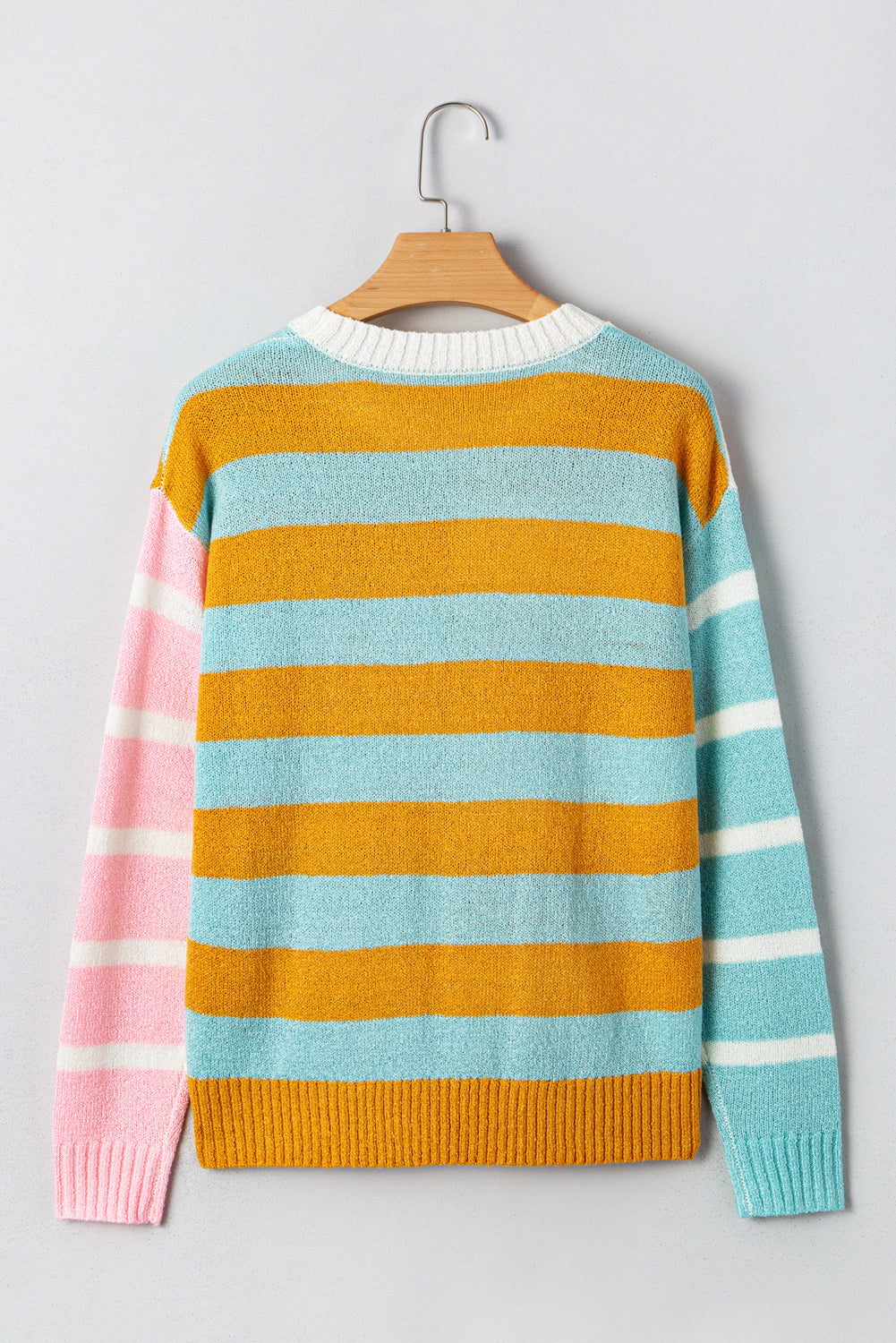 Jurassic Gold Colorblock Striped Pullover Sweater