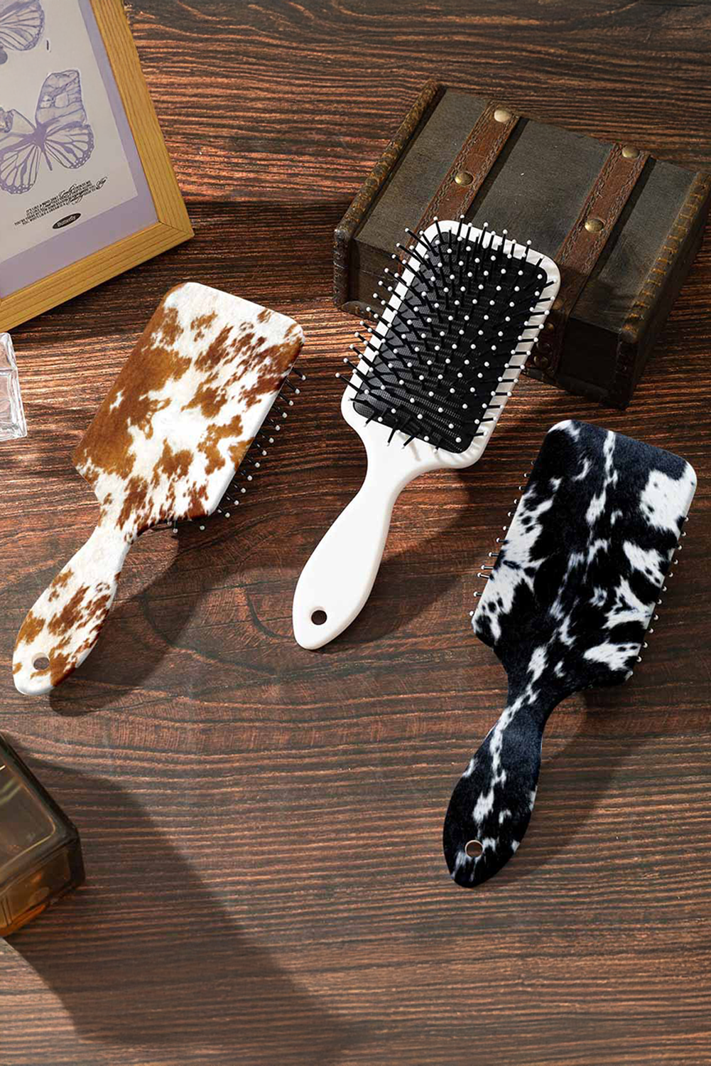 Chestnut Cow Print Hair Brush Comb