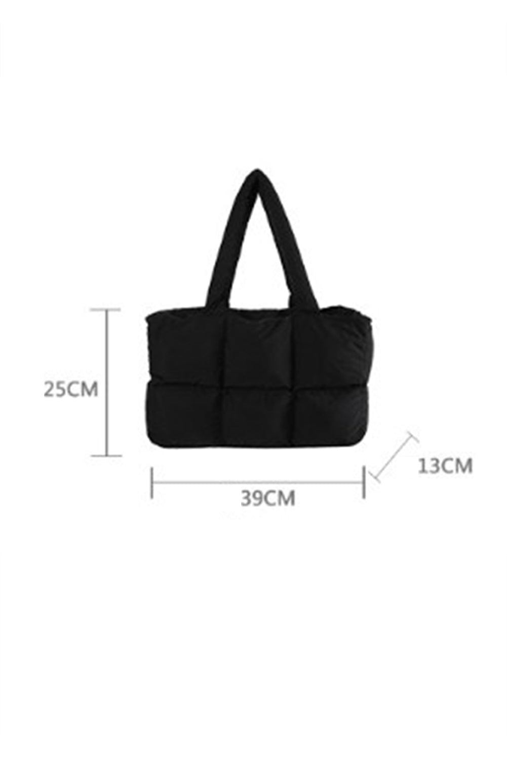 Black Solid Quilted Puffy Zipped Large Tote Bag