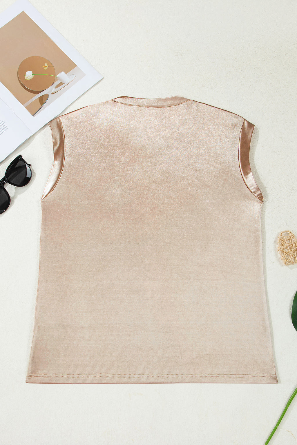 Gold Round Neck Metallic Tank Top