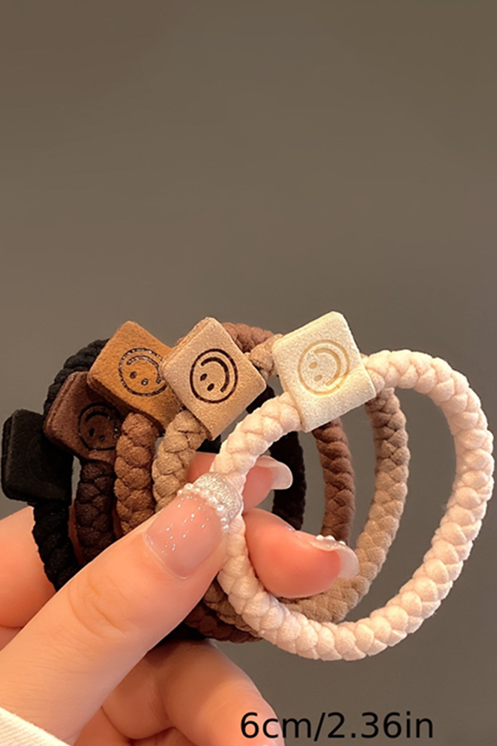 Chestnut 5Pcs Smile Face Decor Braided Hair Tie