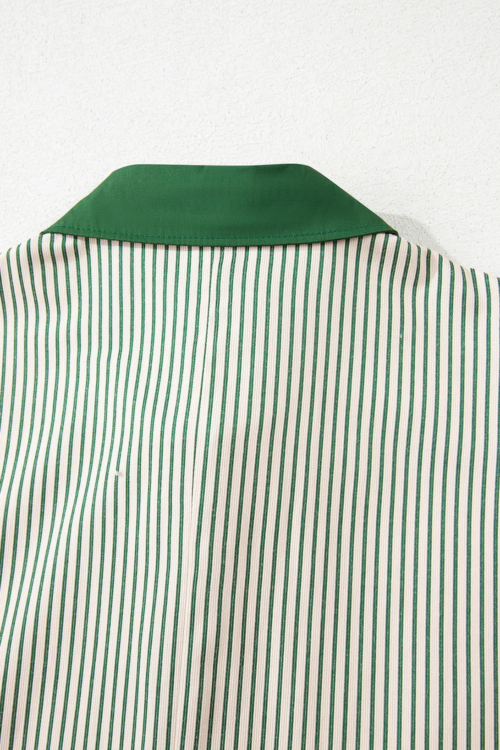 Rose Stripe Color Block Patchwork Shirt Collar Button Down Puff Sleeve Mini Dress