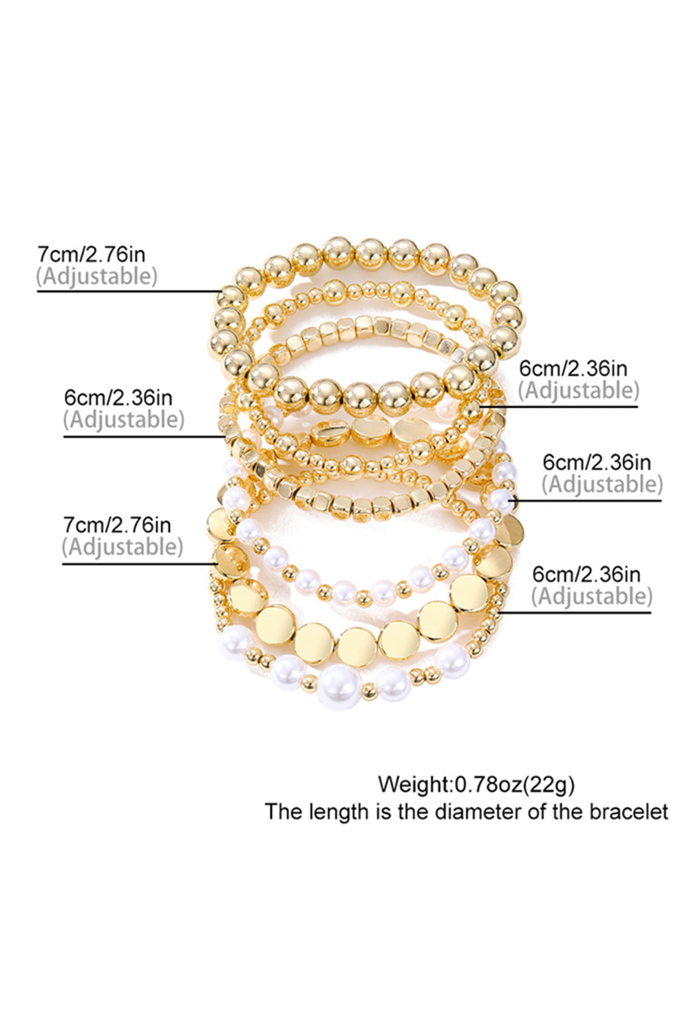Gold Minimalist Pearl Beaded Bracelet Set