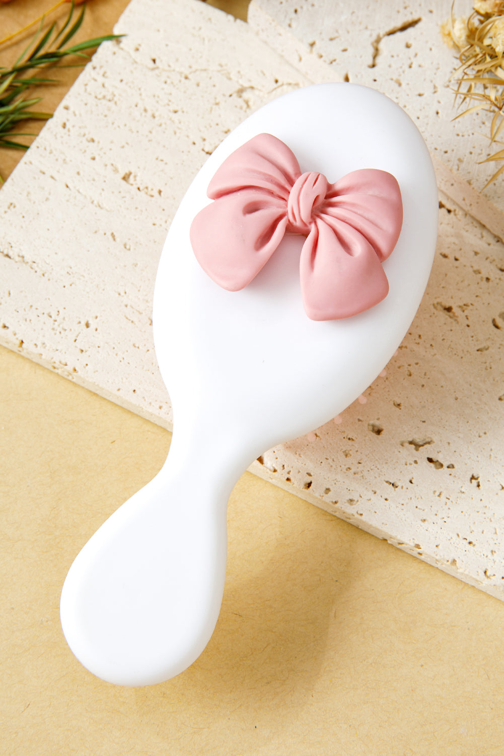White Cute Bow Scalp Massage Comb